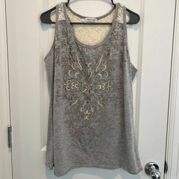 Maurices Tops - Maurices Embellished Lace Back Tank